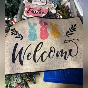 Easter peeps welcome door mat